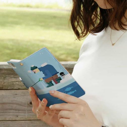 【手帳型】真冬の釣り人