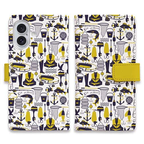 【手帳型】釣具のシームレスパターン