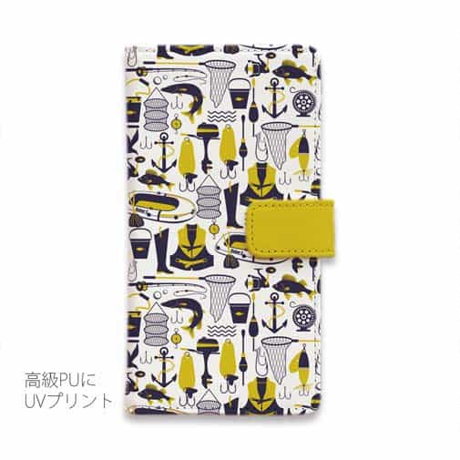 【手帳型】釣具のシームレスパターン