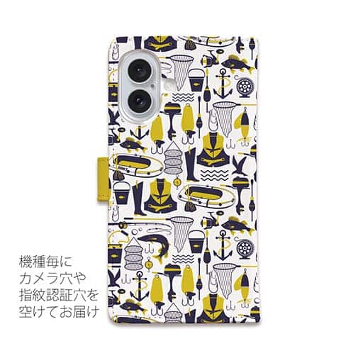 【手帳型】釣具のシームレスパターン