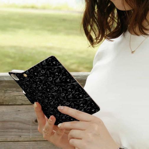 【手帳型】シンプルな釣具　シームレス　モノトーン