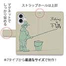 【手帳型】レトロな可愛い男の子と釣り