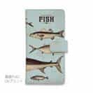 【手帳型】ビンテージな魚図鑑　ブルー