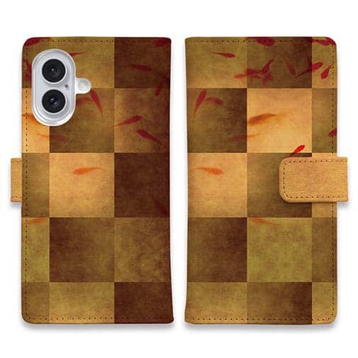 【手帳型】金魚と屏風柄