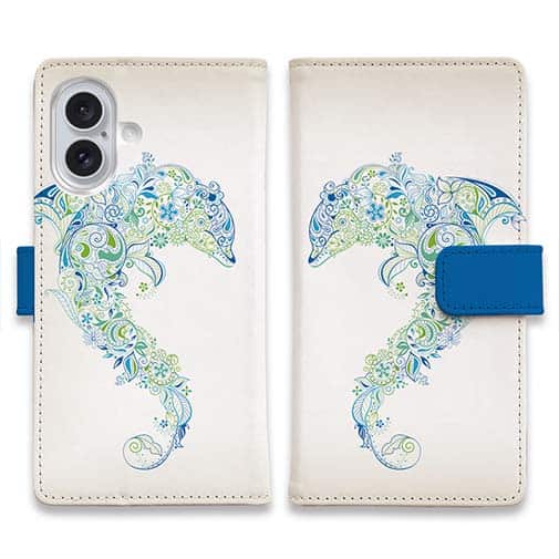 【手帳型】レトロでトロピカルなイルカ