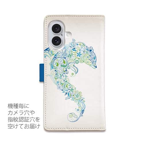 【手帳型】レトロでトロピカルなイルカ