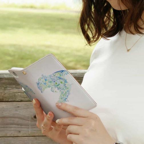 【手帳型】レトロでトロピカルなイルカ