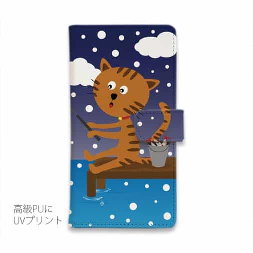 【手帳型】猫と釣り　本日は雪なり
