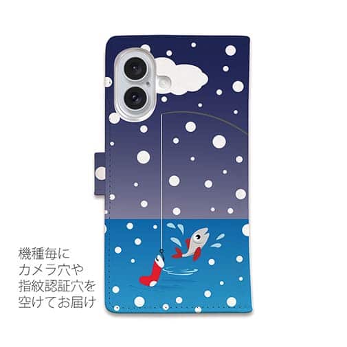 【手帳型】猫と釣り　本日は雪なり