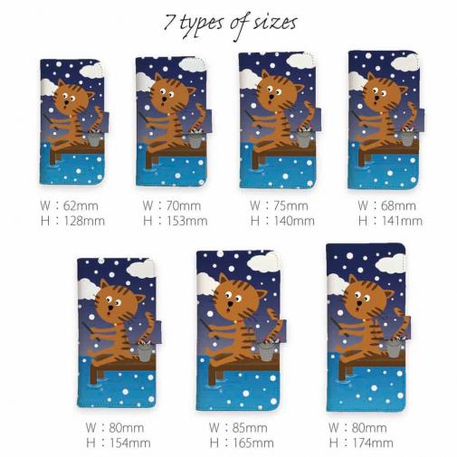 【手帳型】猫と釣り　本日は雪なり