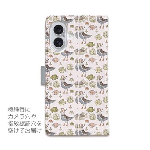 【手帳型】カモメ隊長と魚たち　シームレスパターン