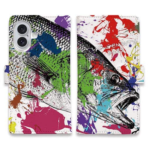 【手帳型】ブラックバス　ペンキペイント