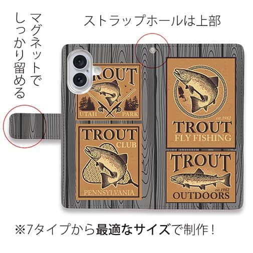 【手帳型】ビンテージ・トラウト