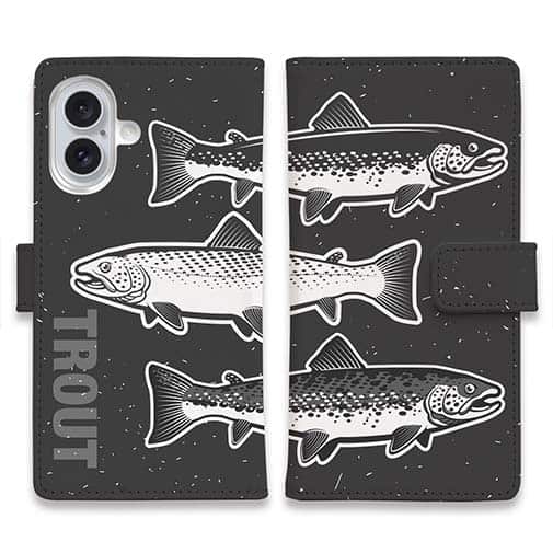 【手帳型】シンプルなトラウト三兄弟