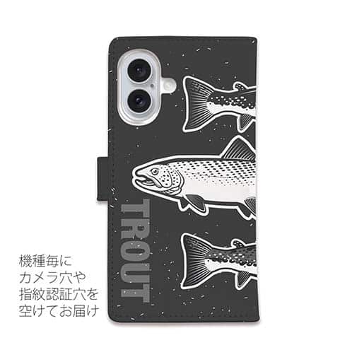 【手帳型】シンプルなトラウト三兄弟