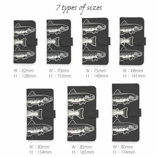 【手帳型】シンプルなトラウト三兄弟