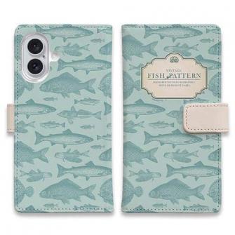 【手帳型】ビンテージ・フィッシュ　シームレスパターン