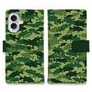 【手帳型】ブラックバス　迷彩大柄　フォレストグリーン