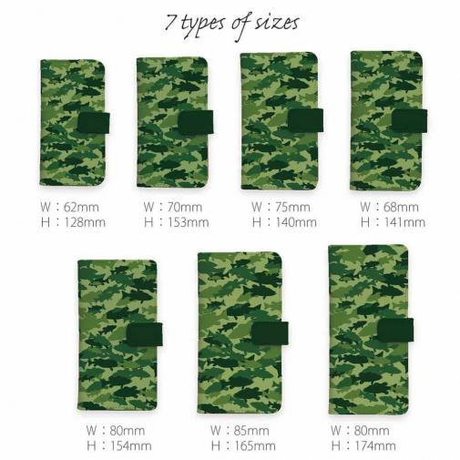 【手帳型】ブラックバス　迷彩大柄　フォレストグリーン