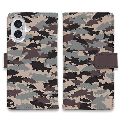 【手帳型】ブラックバス　迷彩大柄　アーミーカラー　パート2