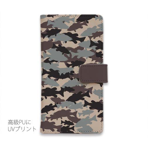 【手帳型】ブラックバス　迷彩大柄　アーミーカラー　パート2