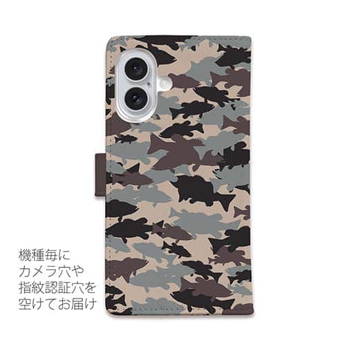 【手帳型】ブラックバス　迷彩大柄　アーミーカラー　パート2