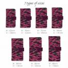 【手帳型】ブラックバス　迷彩大柄　レッドカラー