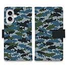 【手帳型】ブラックバス　迷彩大柄　ブルー