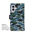 【手帳型】ブラックバス　迷彩大柄　ブルー