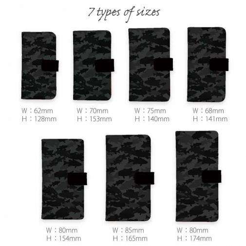 【手帳型】ブラックバス　迷彩大柄　ビターブラック