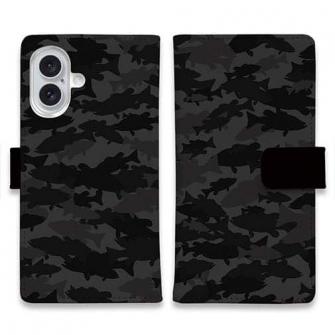 【手帳型】ブラックバス　迷彩大柄　ビターブラック