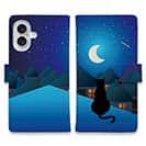 【手帳型】月と猫(ネコ)　スマホケース