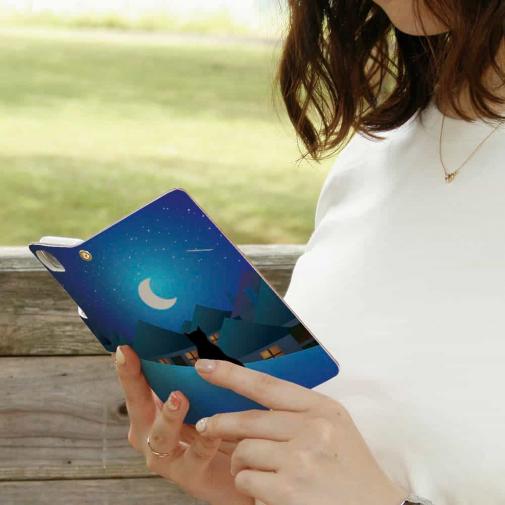 【手帳型】月と猫(ネコ)　スマホケース