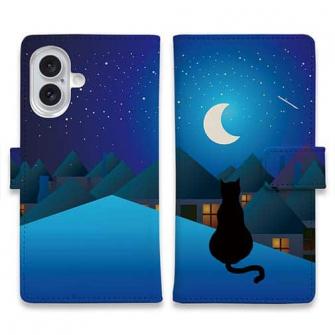 【手帳型】月と猫(ネコ)　スマホケース