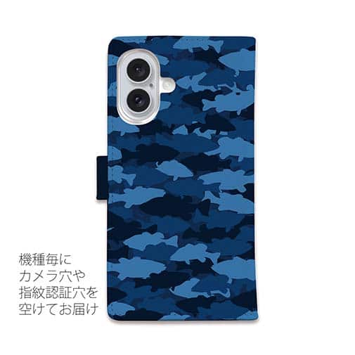 【手帳型】HEDGEHOG STUDIO　迷彩柄　ブラックバス　F-2