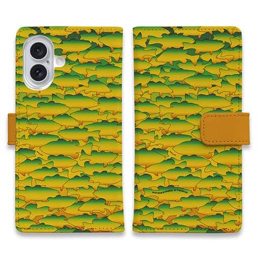 【手帳型】HEDGEHOG STUDIO　迷彩柄　ブラックバス　ホットタイガー