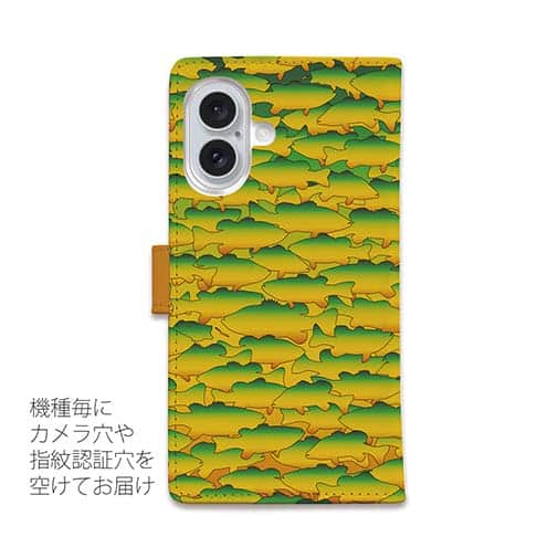 【手帳型】HEDGEHOG STUDIO　迷彩柄　ブラックバス　ホットタイガー