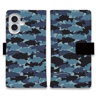 【手帳型】HEDGEHOG STUDIO　迷彩柄　ブラックバス　ナチュラルプロブルー