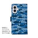 【手帳型】HEDGEHOG STUDIO　迷彩柄　ブラックバス　スカイブルー