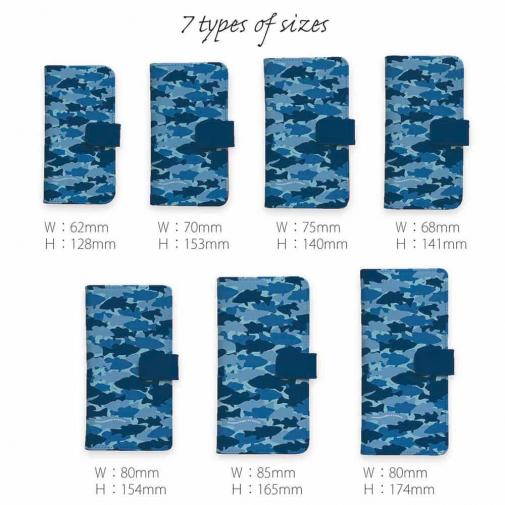 【手帳型】HEDGEHOG STUDIO　迷彩柄　ブラックバス　スカイブルー