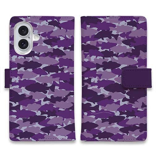 【手帳型】HEDGEHOG STUDIO　迷彩柄　ブラックバス　エドムラサキ