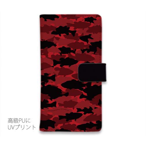 【手帳型】HEDGEHOG STUDIO　迷彩柄　ブラックバス　ピノノワール