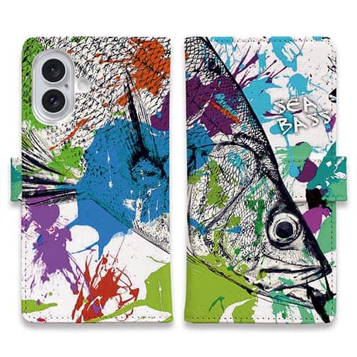 【手帳型】シーバス(ヒラスズキ)　ペンキペイント