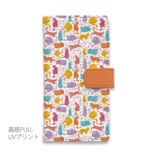 【手帳型】毛糸と猫のシームレスパターン　パート3