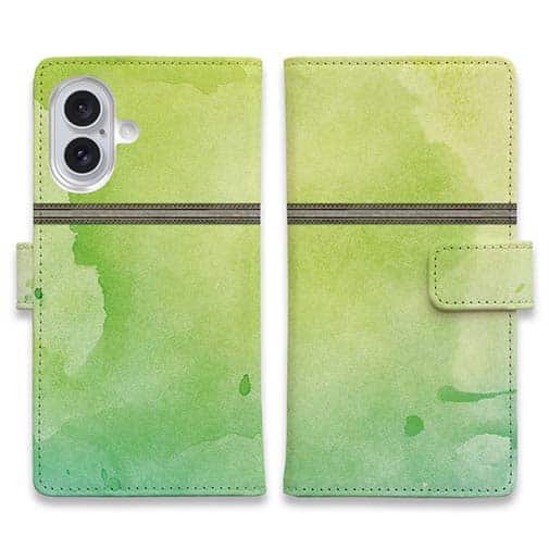 【手帳型】水彩のグリーン