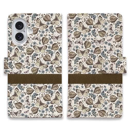 【手帳型】ビンテージなバタフライ(蝶)