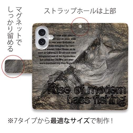 【手帳型】バスフィッシング　ダ・ビンチ風