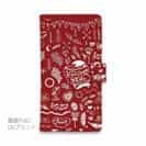 【手帳型】ビンテージなイラスト　レッド