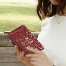 【手帳型】ビンテージなイラスト　レッド