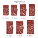 【手帳型】ビンテージなイラスト　レッド